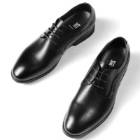 Haut Ton 皓顿 时尚英伦男士商务系带休闲正装男皮鞋子 P019-1 黑色 43码