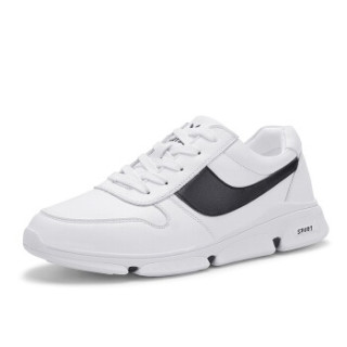 playboy 花花公子 韩版时尚运动休闲鞋男低帮轻质防滑 ds85182 白/黑