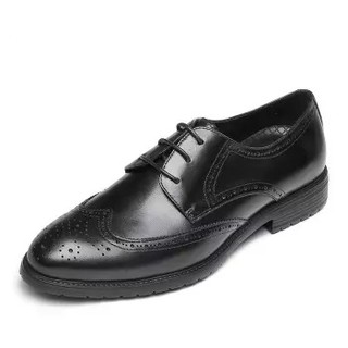 SATCHI 沙驰 新款潮流男士皮鞋低帮鞋子复古布洛克商务休闲鞋 40722001Z  黑色 39