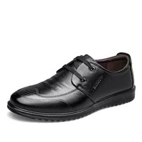 YEARCON 意尔康 男士商务休闲系带舒适潮流皮鞋 8541AE75765W 黑色 43
