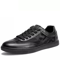 Haut Ton 皓顿 男鞋休闲鞋韩版板鞋系带小白鞋子男 9372XB086 黑色 40