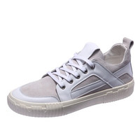 Haut Ton 皓顿  时尚小白休闲男鞋英伦短中高帮男靴子9383YD118  米白色 41