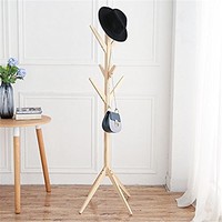 Neyankex简约创意树形实木衣帽架 落地时尚客厅卧室衣服架 包架挂衣架 落地 (原木色)