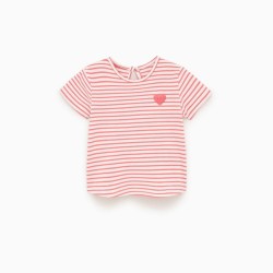ZARA 女童爱心饰条纹T恤