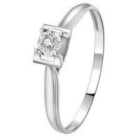 黛慕妮 18K金戒指 经典18K白钻石戒指天使之吻系列指环求婚结婚 K金戒指女