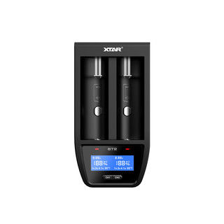XTAR ST2 锂电池快速充电器 可测3.6V/3.7V锂电池内阻 4.1A快充 黑色
