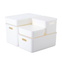 霜山桌面收纳盒化妆品整理盒家用杂物零食筐储物盒塑料衣服收纳箱
