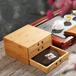 凤朗 日式竹制多用普洱茶盒 3层