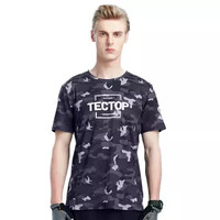 TECTOP 探拓 速干衣 男女印花圆领短袖T恤 户外快干衣 TS80523 男款 黑灰 迷彩 XL