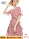 Oece2019夏装新款女装 很仙的法国小众桔梗裙复古裙子格子连衣裙 *2件