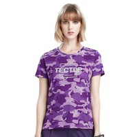 TECTOP 探拓 速干衣 男女印花圆领短袖T恤 户外快干衣 TS80524 女款紫色迷彩 XL