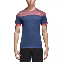 adidas 阿迪达斯 短袖T恤男款 透气羽毛球服 运动休闲服 深红色 CF4800 M