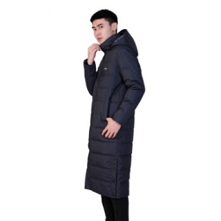 LI-NING 李宁 羽绒服男 长款 白鸭绒 轻薄连帽外套 AYMN079-2 标准黑 L码