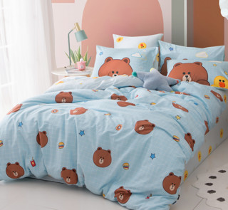 Dohia 多喜爱 布朗熊&可妮兔 卡通全棉四件套 1.2米床