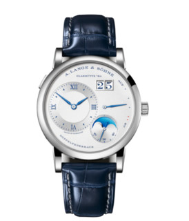 A. LANGE & SÖHNE 朗格 192.066 男士腕表 38.5mm 白色 白金 蓝色 皮质