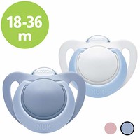 NUK Genius 系列 硅胶奶嘴 符合下颌构造 初生婴儿适用 不含BPA 2件装 blau/ weiß 18-36 Monate