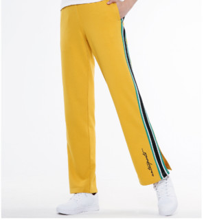 ANTA 安踏 女裤新款针织运动长裤条纹撞色潮流运动裤 KK1004黄色 2XL(女180) 96918747-2
