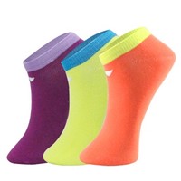 LI-NING 李宁 羽毛球袜子女运动袜低帮女袜三双装034 AWLM034-3000 紫绿橙 22-24cm