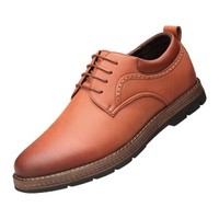 Mexican 稻草人 商务休闲男士皮鞋英伦时尚增高正装靴子 AZ6381 棕色 43
