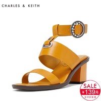 17号10点：CHARLES＆KEITH夏凉鞋CK1-61680003民族风女鞋编织踝带粗跟凉鞋