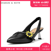 17号10点：CHARLES＆KEITH高跟凉鞋CK1-60361107梵高特别款装饰尖头单鞋女