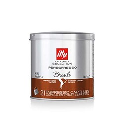 Illy Metodo Iperespresso意式浓缩咖啡胶囊21粒　单品阿拉比卡咖啡豆　巴西，1罐装(1 x 140.7克)