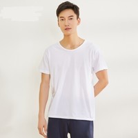 YOUR SUN 宜而爽 男款全棉简约休闲打底衫 夏季圆领运动短袖纯色2件装 1941111-2 白色 M/165 (白色、XL、棉)