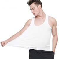雅鹿 男士背心男纯棉修身紧身运动四季打底汗衫健身运动螺纹吊带 白色 XXXL YH001 (白色、XXXL、螺纹)