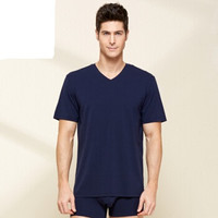 TINSINO 纤丝鸟 男短袖竹棉v领t恤男薄款夏装打底衫半袖衫单条装 漂白色 XXL(185/110) (白色、XXL、竹纤维)