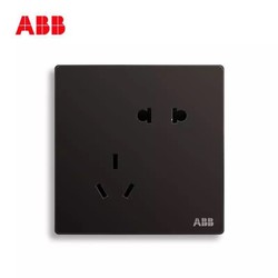 ABB 无框轩致星空黑 86型 二三插五孔插座 AF205-885 *5件