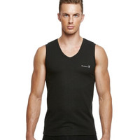 PLAYBOY 花花公子 男士背心男运动打底宽肩V领汗衫 7540 黑色 XXXL (黑色、XXXL)