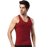 雪中飞 SNOWFLYING 男士背心 纯棉背心男薄款汗衫修身弹力吸汗透气休闲运动无袖打底衫 酒红185 (红色、L、棉)