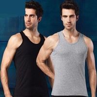 雪中飞 SNOWFLYING 2件装男士背心 纯棉背心男薄款汗衫修身弹力吸汗透气休闲运动无袖打底衫 黑色+浅灰 XXXL XHX18008-2 (黑色、XXXL、棉)