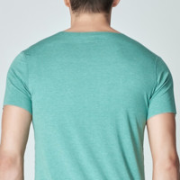 Mexican 稻草人 T恤男士夏季短袖无痕冰丝打底上衣修身莫代尔纯色半袖体恤衫 85973 V领-灰绿 175(XL)