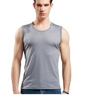 Bopie 宝派 冰丝网眼男士背心透气无袖宽肩夏季跨栏运动健身打底汗衫6651 灰色V领 XXL(180/105)