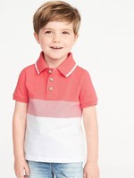 Old Navy 男幼柔软弹力拼色短袖Polo衫