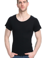 Bejirog 北极绒 背心男士纯棉螺纹运动弹力修身男式打底汗衫单件装 BJR汗衫单件装 黑色 L