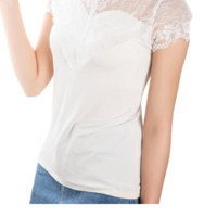 TOLORINIE 时尚V领性感蕾丝百搭短袖背心1条装 K9044 白色 均码