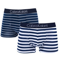 CabraKalani 男士内裤男短裤头棉质中腰粗细条纹印潮平角裤2条装 8060/8059 1012混色B组合XXXL (黑色、XXXL、平角裤、棉质)