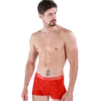 CabraKalani 男士内裤吉祥如意红3条装男士结婚喜庆红内裤 8075 红色B款XL (红色、XL、平角裤、再生纤维)