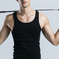 Miiow 猫人 男士背心男春夏薄款纯棉休闲运动健身打底潮男背心 XXL MiiOW (黑色、XXL、纯棉)