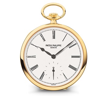 Patek Philippe 百达翡丽 973J-010 开面黑色数字时标黄金怀表