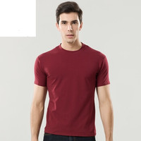 TINSINO 纤丝鸟 背心男短袖T恤棉运动弹力修身男式打底汗衫 WHY90422 枣红 XL (红色、XL、纯棉)