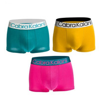 CabraKalani 男士内裤3条装平角裤U凸靓丽纯色竹纤维男内裤 8014/8012/8013 1001蓝黄粉XL (蓝色、XL、平角裤、再生纤维)