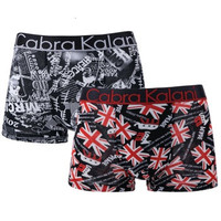 CabraKalani 男士内裤男平角裤内裤男冰丝四角裤中腰男平角内裤2条装 8073/8072 1016混色A组合XL (黑色、XL、平角裤、锦纶)