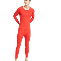 YOUR SUN 宜而爽 新款男士保暖内衣修身圆领薄秋衣秋裤套装棉毛衫裤 中国红 M/165