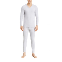 YOUR SUN 宜而爽 棉氨男士保暖内衣薄款V领中老年秋衣秋裤棉毛衫打底套装 CA68银灰 M/165