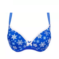 iadore 安朵 印花光面聚拢女内衣上托胸罩文胸 HB0660BLU 蓝色 75B