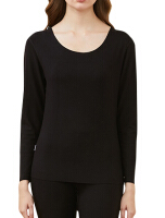 TINSINO 纤丝鸟 保暖内衣女士暖绒棉随形裁蚕丝贴片系列圆领中厚透气套装 保暖内衣 黑色L(165/95)