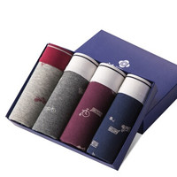 grace 洁丽雅 男士内裤平角裤男 中腰明筋弹力棉舒适透气4条装 混色印花四角裤盒装 J1026 混色 XXXL (多色、XXXL、平角裤、棉质)